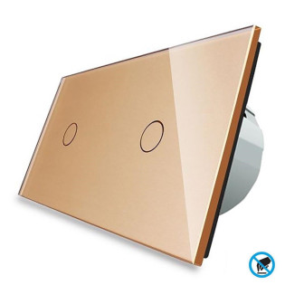 Бесконтактный выключатель Livolo 2 канала (1-1) золото стекло (VL-C701/C701-PRO-13) Бесконтактный выключатель Livolo 2 канала (1-1) золото стекло (VL-C701/C701-PRO-13)