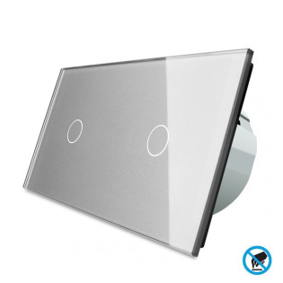 Бесконтактный выключатель Livolo 2 канала (1-1) серый стекло (VL-C701/C701-PRO-15) Бесконтактный выключатель Livolo 2 канала (1-1) серый стекло (VL-C701/C701-PRO-15)
