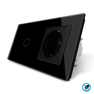 Бесконтактный выключатель с розеткой Livolo черный стекло (VL-C701/C7C1EU-PRO-12) Бесконтактный выключатель с розеткой Livolo черный стекло (VL-C701/C7C1EU-PRO-12)