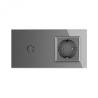 Бесконтактный выключатель с розеткой Livolo серый стекло (VL-C701/C7C1EU-PRO-15) Бесконтактный выключатель с розеткой Livolo серый стекло (VL-C701/C7C1EU-PRO-15)