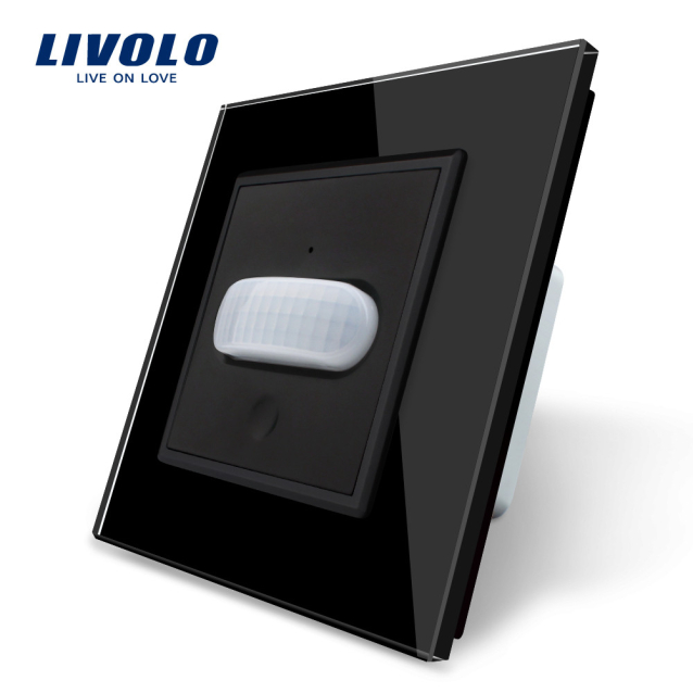 Сенсорный выключатель с датчиком движения Livolo черный стекло (VL-C701RG-12)