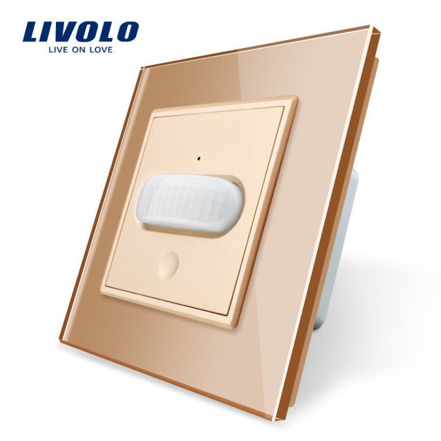 Сенсорный выключатель с датчиком движения Livolo золото стекло (VL-C701RG-13)