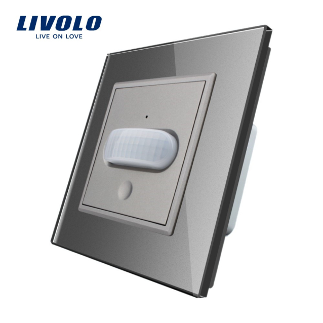 Сенсорный выключатель с датчиком движения Livolo серый стекло (VL-C701RG-15)