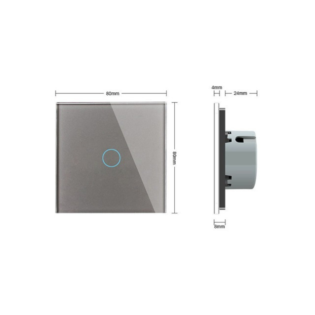 Сенсорная кнопка Livolo Сухой контакт 1 канал серый стекло (VL-C701IH-15)