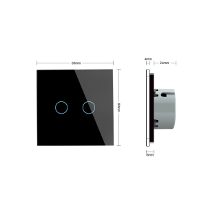 Сенсорная кнопка Сухой контакт 2 канала Livolo черный стекло (VL-C702IH-12) Сенсорная кнопка Сухой контакт 2 канала Livolo черный стекло (VL-C702IH-12)