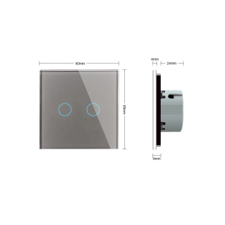 Сенсорная кнопка Сухой контакт 2 канала Livolo серый стекло (VL-C702IH-15) Сенсорная кнопка Сухой контакт 2 канала Livolo серый стекло (VL-C702IH-15)