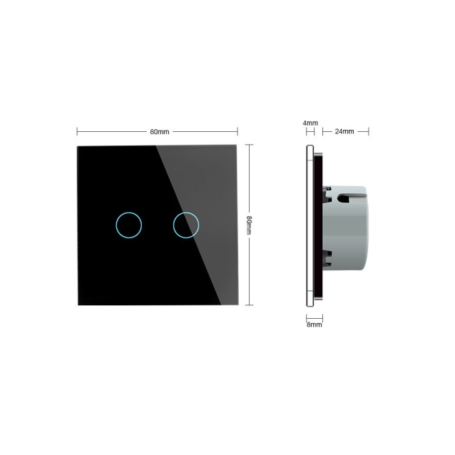 Сенсорный выключатель Livolo Сухой контакт 2 канала черный стекло (VL-C702I-12)