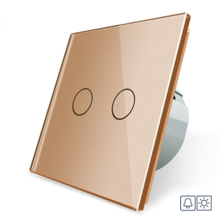 Сенсорная кнопка Сухой контакт 2 канала Livolo золото стекло (VL-C702IH-13) Сенсорная кнопка Сухой контакт 2 канала Livolo золото стекло (VL-C702IH-13)