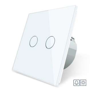 Сенсорная кнопка Сухой контакт 2 канала Livolo белый стекло (VL-C702IH-11) Сенсорная кнопка Сухой контакт 2 канала Livolo белый стекло (VL-C702IH-11)