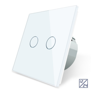 Сенсорный выключатель Livolo 12/24В 2 канала белый стекло (VL-C702C-11) Сенсорный выключатель Livolo 12/24В 2 канала белый стекло (VL-C702C-11)