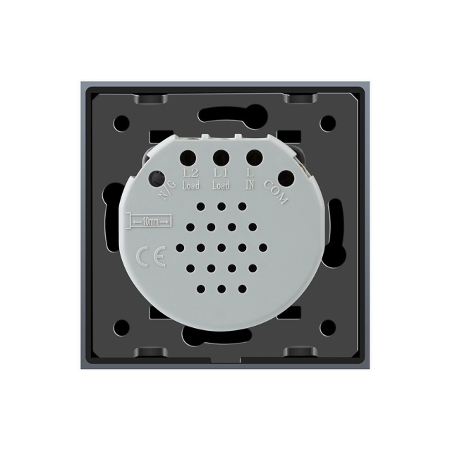 Сенсорная кнопка Импульсный выключатель Проходной диммер 2 канала Livolo черный стекло (VL-C702H-12)