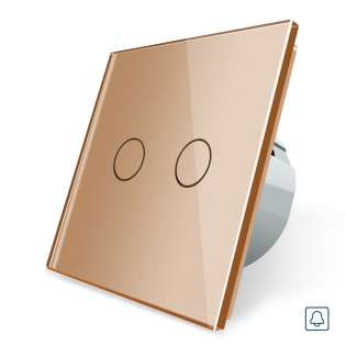 Сенсорная кнопка Импульсный выключатель Проходной диммер 2 канала Livolo золото стекло (VL-C702H-13) Сенсорная кнопка Импульсный выключатель Проходной диммер 2 канала Livolo золото стекло (VL-C702H-13)