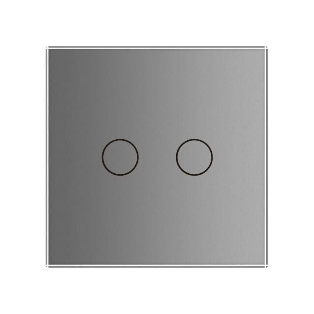 Сенсорная кнопка Импульсный выключатель Проходной диммер 2 канала Livolo серый стекло (VL-C702H-15)