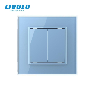 Двухклавишный выключатель голубой стекло Livolo (VL-C7K2-19) Двухклавишный выключатель голубой стекло Livolo (VL-C7K2-19)