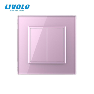 Двухклавишный выключатель розовый стекло Livolo (VL-C7K2-17) Двухклавишный выключатель розовый стекло Livolo (VL-C7K2-17)