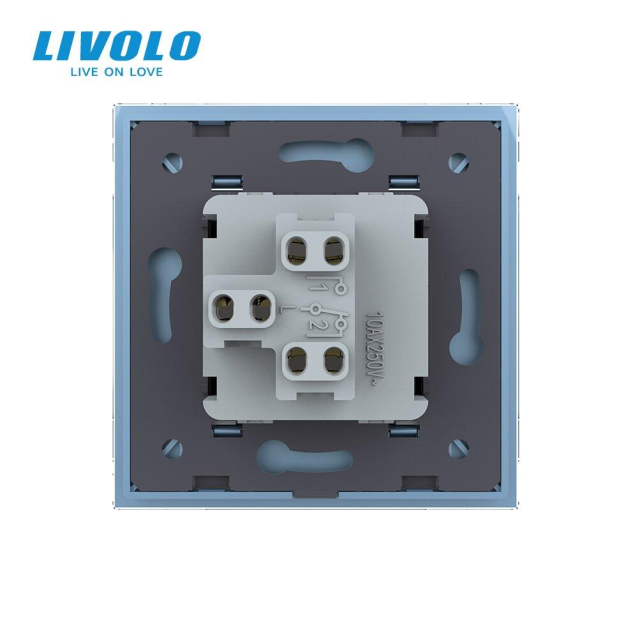 Одноклавишный выключатель голубой стекло Livolo (VL-C7K1-19)