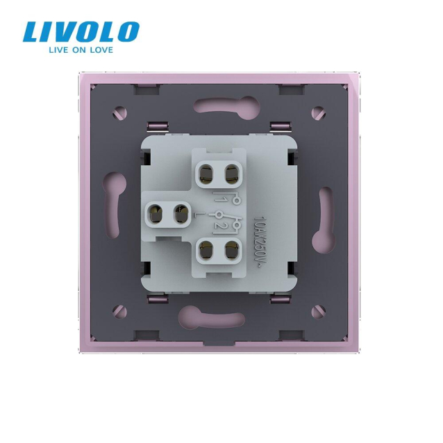 Одноклавишный выключатель розовый стекло Livolo (VL-C7K1-17)