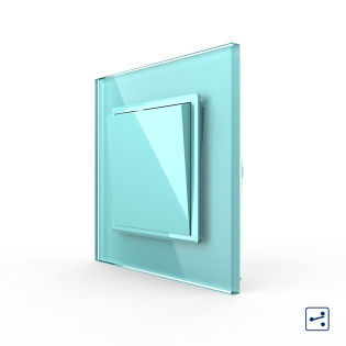 Одноклавишный проходной выключатель зеленый стекло Livolo (VL-C7K1S-18)