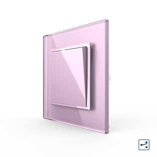 Одноклавишный проходной выключатель розовый стекло Livolo (VL-C7K1S-17)