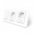 Одноклавишный выключатель с двойной розеткой белый стекло Livolo (VL-C7C2EUK1-11)