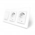 Двухклавишный выключатель с двойной розеткой белый стекло Livolo (VL-C7C2EUK2-11)