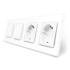 Комплект одноклавишных выключателей с двойной розеткой Livolo белый стекло (VL-C7K1/K1/FCTC16A/FCTC16A-8WP)