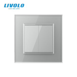 Двухклавишный перекрестный выключатель серый Livolo (VL-C7FCMM10A-1IP) Двухклавишный перекрестный выключатель серый Livolo (VL-C7FCMM10A-1IP)