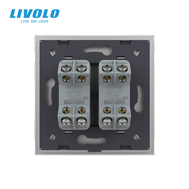 Двухклавишный перекрестный выключатель серый Livolo (VL-C7FCMM10A-1IP)