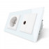 Розетка двухместная комбинированная Силовая ТВ Livolo белый стекло (VL-C7C1EU1VK0-11)