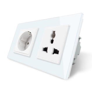 Розетка евро и универсальная силовая Livolo цвет белый стекло (VL-C7C1EUC1C-11) Розетка евро и универсальная силовая Livolo цвет белый стекло (VL-C7C1EUC1C-11)
