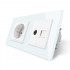 Розетка двухместная комбинированная Силовая Интернет ТВ Livolo белый стекло (VL-C7C1EU1V1C-11)