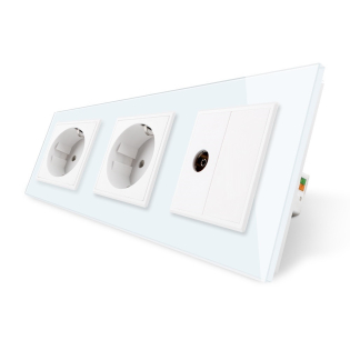 Розетка трехместная комбинированная Силовая ТВ Livolo белый стекло (VL-C7C2EU1VK0-11) Розетка трехместная комбинированная Силовая ТВ Livolo белый стекло (VL-C7C2EU1VK0-11)