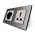 Розетка двухместная силовая и универсальная серый стекло Livolo (VL-C7C1EUC1C-15)