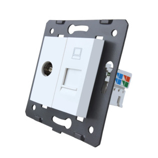 Механизм телевизионная и компьютерная розетка Livolo белый (C7-1V1C-11)