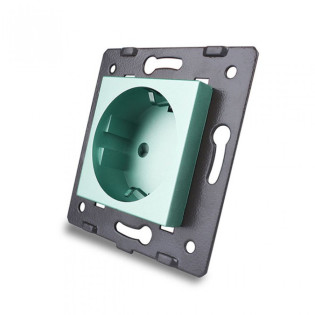 Механизм силовая розетка с заземлением Livolo зеленый (VL-C7-C1EU-18)
