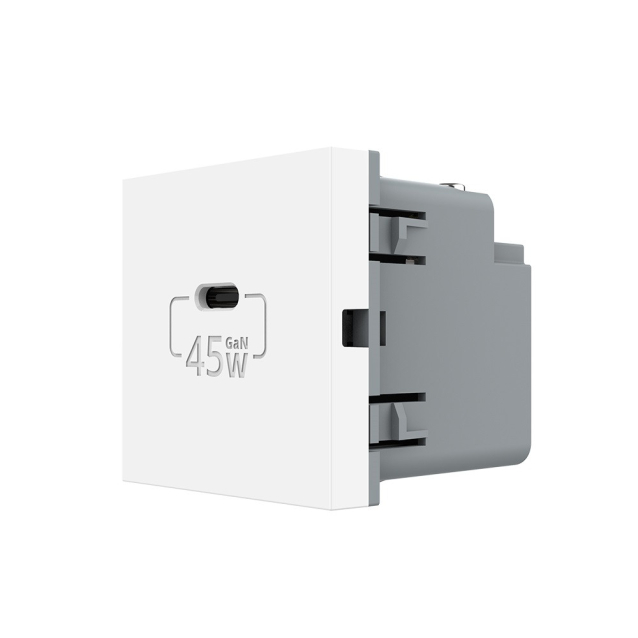 Механизм розетка USB type C с блоком питания 45W белый Livolo (VL-FCUC-2WP)