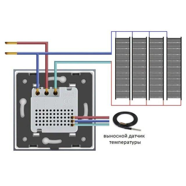 Механизм терморегулятор Livolo с датчиком температуры пола серый (VL-C7-01TM2-15)