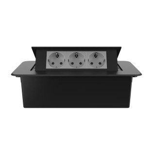 Мебельная розетка тройная Livolo серый в черном (VL-SHS013-EU15-B) Мебельная розетка тройная Livolo серый в черном (VL-SHS013-EU15-B)