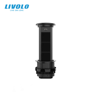Выдвижной блок для трех розеток с USB и беспроводной зарядкой Livolo Черный (VL-SHS022-B) Выдвижной блок для трех розеток с USB и беспроводной зарядкой Livolo Черный (VL-SHS022-B)