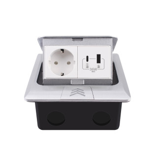 Выдвижной розеточный блок c USB-A и USB-C в стол или пол Livolo белые в сером (VL-SHS016-FCTC-FCUA.UC-S) Выдвижной розеточный блок c USB-A и USB-C в стол или пол Livolo белые в сером (VL-SHS016-FCTC-FCUA.UC-S)