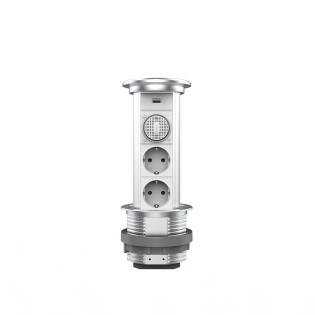 Выдвижной блок две розетки, USB, Bluetooth колонка и беспроводная зарядка Livolo серый (VL-SHS022-FCTC-FCF-S) Выдвижной блок две розетки, USB, Bluetooth колонка и беспроводная зарядка Livolo серый (VL-SHS022-FCTC-FCF-S)