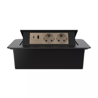 Розетка мебельная двойная с USB-A и USB-C Livolo золотой в черном (VL-SHS013-FCTC-FCUA.UCAP-B) Розетка мебельная двойная с USB-A и USB-C Livolo золотой в черном (VL-SHS013-FCTC-FCUA.UCAP-B)