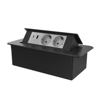 Розетка мебельная двойная с USB-A и USB-C Livolo серый в черном (VL-SHS013-FCTC-FCUA.UCIP-B) Розетка мебельная двойная с USB-A и USB-C Livolo серый в черном (VL-SHS013-FCTC-FCUA.UCIP-B)