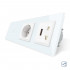 Сенсорный проходной выключатель розетка с заземлением USB Livolo цвет белый стекло (VL-C701SC1EU1USBC1A-11)
