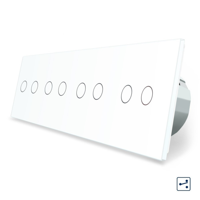 Сенсорный проходной выключатель Livolo 8 каналов (2-2-2-2) белый стекло (VL-C708S-11)