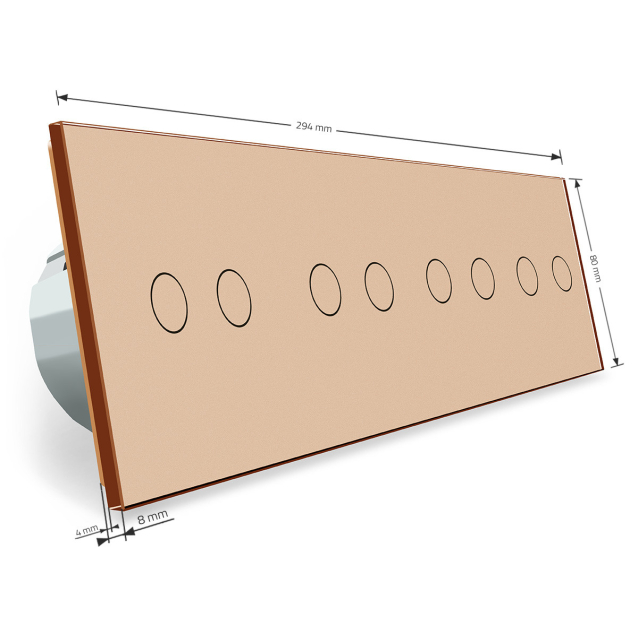 Сенсорный проходной выключатель Livolo 8 каналов (2-2-2-2) золото стекло (VL-C708S-13)