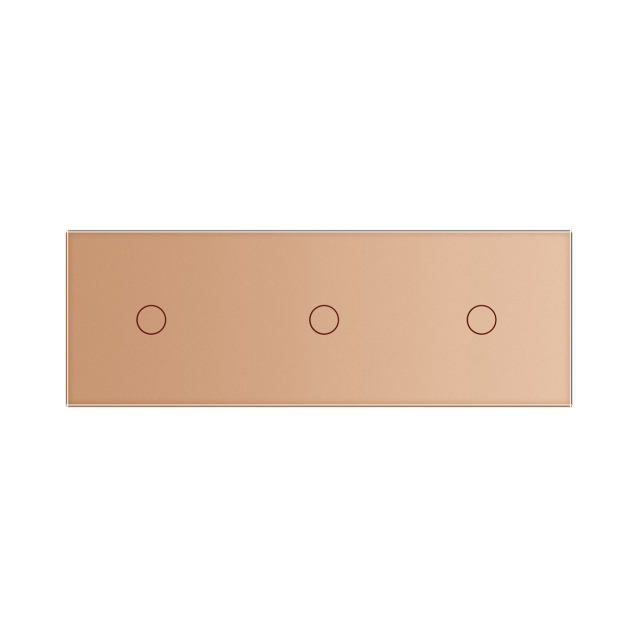 Сенсорный проходной выключатель Livolo 3 канала (1-1-1) золото стекло (VL-C703S-13)