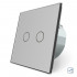 Сенсорный проходной маршевый перекрестный выключатель Livolo на 2 канала серый стекло (VL-C702S-15)