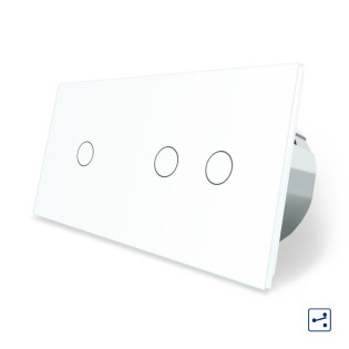 Сенсорный проходной выключатель Livolo 3 канала (1-2) белый стекло (VL-C701S/C702S-11) Сенсорный проходной выключатель Livolo 3 канала (1-2) белый стекло (VL-C701S/C702S-11)