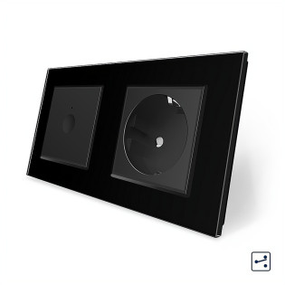 Сенсорный проходной выключатель Sense 1 сенсор 1 розетка черный стекло Livolo (VL-C7FC1S/FCTC16A-4BP) Сенсорный проходной выключатель Sense 1 сенсор 1 розетка черный стекло Livolo (VL-C7FC1S/FCTC16A-4BP)